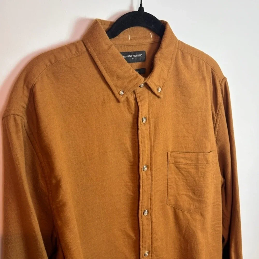 Banana Republic Mens Brown 100% Cotton Long Sleeve Button Down Shirt Shirt sz XL